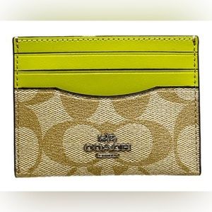 Coach Card Case CH415SVVRE (Light Khaki/Key Lime)